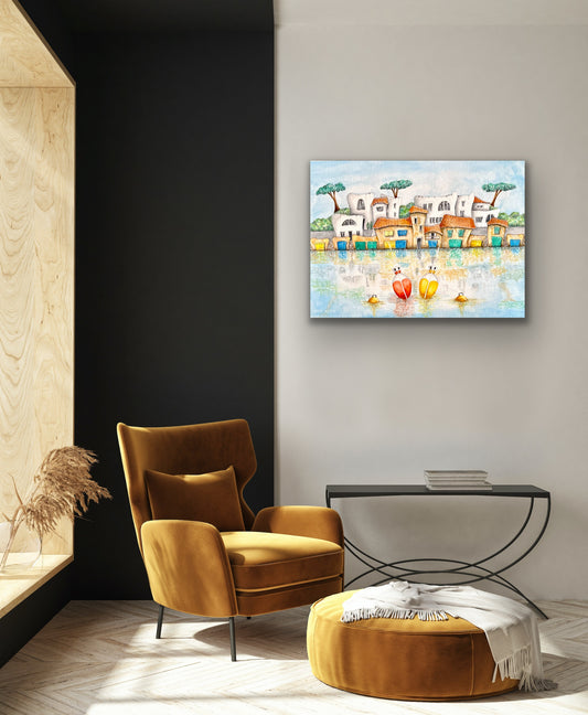 The Cala D'Or Boathouses - canvas print